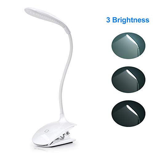 Adoric LED- Luz Lectura Lámpara de Escritorio con Panel Táctil Luz de Libro Recargable y 3 Niveles de Brillo (Blanco)