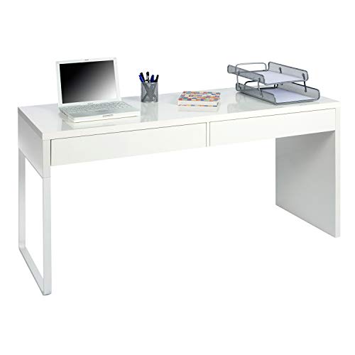 Habitdesign 002315A - Mesa Escritorio, Mesa de despacho Dos cajones, messa de Ordenador Color Blanco Artik, Modelo Touch, Medidas: 138 cm (Largo) x 50 cm