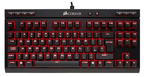 Corsair K63 - Teclado mecánico Gaming (Cherry MX Red, retroiluminación LED roja, QWERTY Español), Negro
