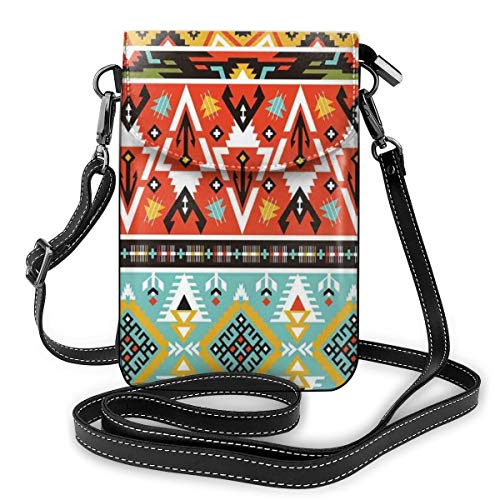 Jiger Women Small Cell Phone Purse Crossbody,Love And Adventure Abstract Mountains Pattern With Aztec Ethnic Art Print