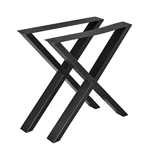 [en.casa] Conjunto de Patas de Mesa - Set de 2X Patas de Mesa - Negro - 69 x 72 cm - Patas para Mesa en Forma de X