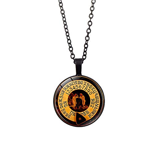GuDeKe Tablero de Ouija Vintage Joya de adivinación Collar del Tiempo del Alma Encanto (Negro)