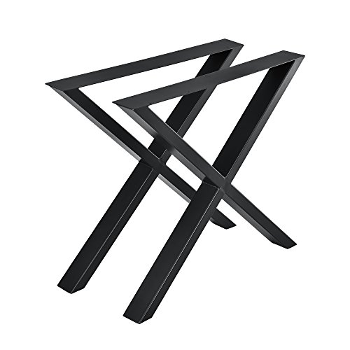 [en.casa]® Conjunto de Patas de Mesa - Set de 2X Patas de Mesa - Negro - 79 x 72 cm - Patas para Mesa en Forma de X