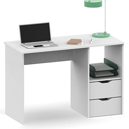 Escritorio mesa oficina estudio eko color blanco 2 cajones 1 hueco moderno 76x115x50 cm