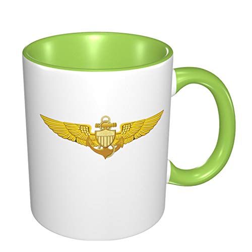 Taza de café personalizada con alas de piloto de Us Navy, regalo para Navidad, color verde