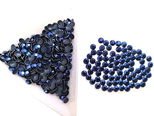 Perlin Hotfix Rhinestuds - Remaches metálicos termoadhesivos (2 mm, 3 mm, 4 mm, 1500 unidades), color azul oscuro