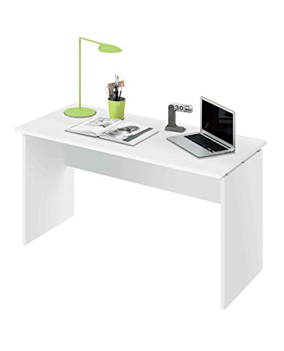 Abitti Escritorio Mesa de Ordenador Multimedia Color Blanco Brillo para despacho, Oficina o Estudio, Grosor 22MM. 120cm Ancho x 76cm Altura x 68cm Fondo