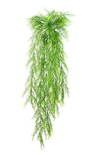 artplants.de Set de 2 x Zarcillo de Hierba de espárrago Decorativo con 14 Ramas, Verde, 105cm - Planta Artificial - Zarcillo sintético