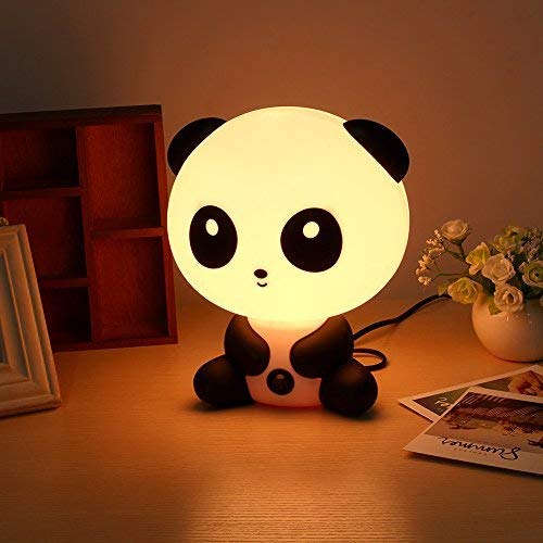 Lámpara noche para niños, Inicio luz blanca cálida ABS plástico para Dormitorio Mesa Escritorio-Regalo Navidad (Panda)