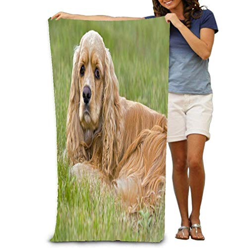 ASIFHAW - Toalla de Playa Grande baño, Gimnasio y Piscina de 31 x 51 Pulgadas en American Cocker Spaniel Cooker Hembra Resting Grass Portrait