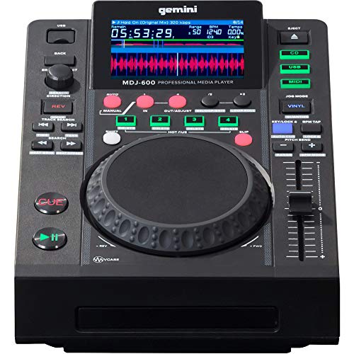 Gemini MDJ-600 - Reproductor multimedia para DJ (pantalla a color de 4,3" y rueda de 5 pulgadas)