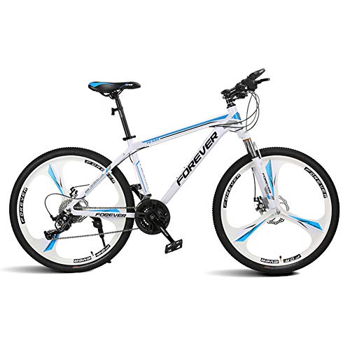 Hxx Bicicleta Plegable De Montaña, Freno De Disco Doble De 24"Marco De Acero De Alto Carbono Bicicleta De Cross Country 24 Velocidades Unisex Amortiguador Neumático Antideslizante,Azul