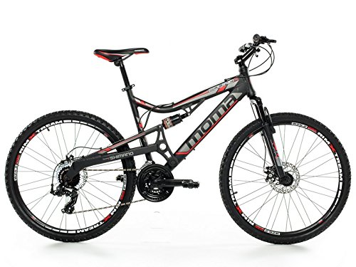 Moma Bikes Bicicleta Montaña  EQX 26"Alu, SHIMANO 24V, Doble Freno Disco, Doble Susp. (Varias Tallas)