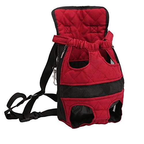 Petcomer Mochila Portaperro Pequeños Bolsa Transporte Transportin Gato Cachorros Canguro para Perros para Caminatas Viajes Portátil Seguro(XL Rojo)