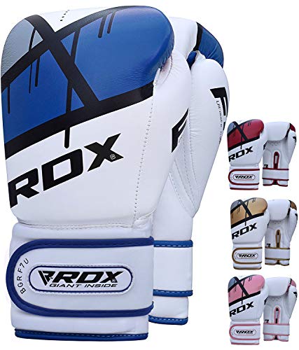 RDX Guantes de Boxeo para Entrenamiento y Muay Thai | Maya Hide Cuero Mitones para Kick Boxing, Sparring | Boxing Gloves para Combate Training, Saco Boxeo