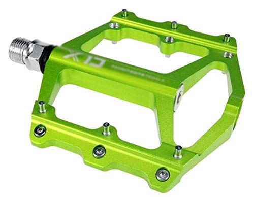 WOOAI XD CNC Aleación de Aluminio Pedales de Bicicleta de montaña Plataformas Planas Antideslizantes MTB BMX Road Pedales de Bicicleta 5 Colores, Verde