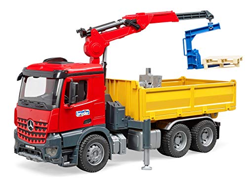 bruder MB Arocs Construction Truck with Accessories - vehículos de Juguete (Rojo, Amarillo, Niño)