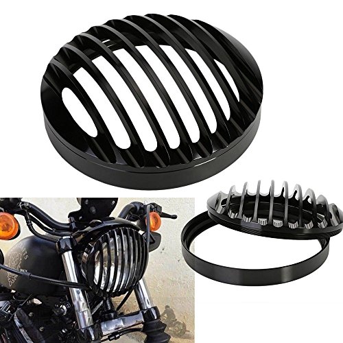 Carcasa Faro Delantero Moto, OSAN Rejilla Faro Lampara Delantera de Aluminio del CNC para Harley Sportster XL 883 1200 2004-2014