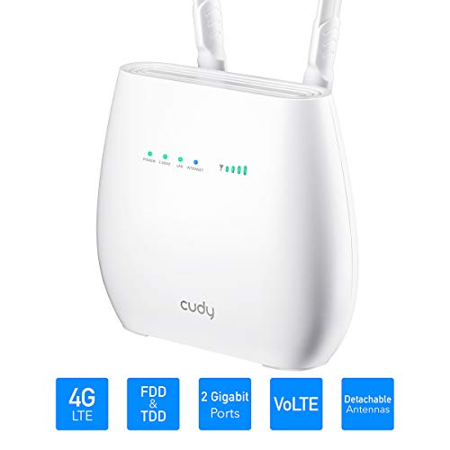 Cudy LT300 Router 4G LTE WiFi 300Mbps, Compatible con Todos los operadores, FDD y TDD, Puertos Gigabit, Antenas LTE Desmontables, Volte, Qualcomm en el Interior, sin Necesidad de configuración