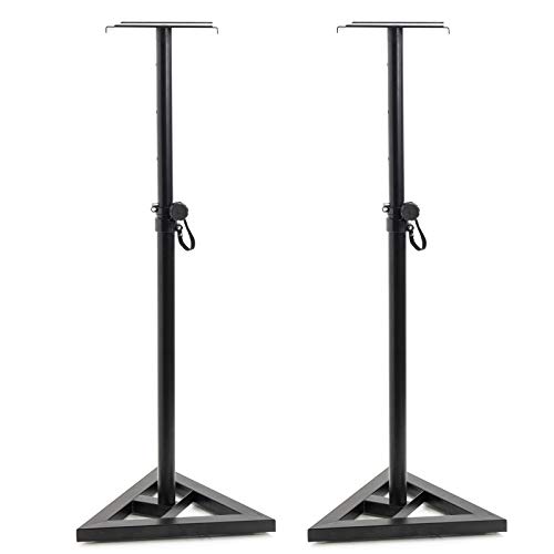 Display4top Altura ajustable 6 (80 cm, 90 cm, 100 cm ', 110 cm', 120 cm, 130 cm) pareja de soportes de altavoz para monitor de estudio de estudio Soportes de altavoz