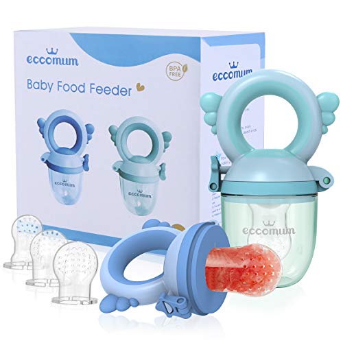 Eccomum Alimentador Antiahogo Bebe(2 piezas), Chupete Fruta Bebe y Mordedores, con pacifiers de 3 tamaños diferentes, sin BPA