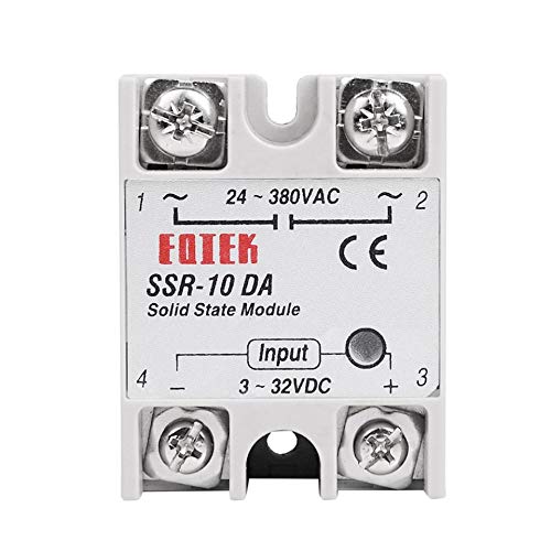 Emilyisky Relé de Estado sólido DC-AC 10A 25A 40A 60A 80A 100A 12V 3-32V DC TO 220V 24-380V AC Carga monofásica SSR para Control de Temperatura Blanco 10A