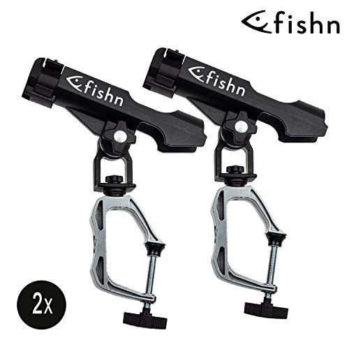 FISHN Soporte de Varilla Twin Pack - Barco de Pesca/Soporte de Varilla para Barco - Fácil de Manejar y fácil de Ajustar - Rotación de 360 Grados - Soporte de Varilla para Barco de Pesca (2X)