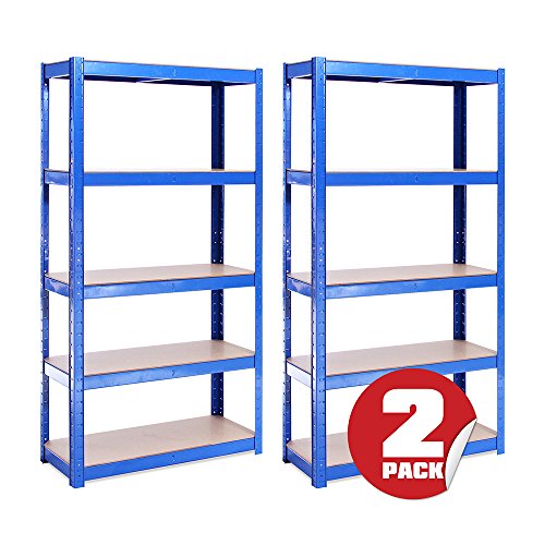 G-Rack Estantería de Almacenamiento para Garaje 2 Piezas 5 Estantes, Azul, 150 x 75 x 30 cm