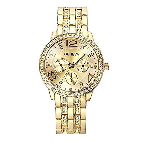 Gève - Reloj de pulsera para mujer, acero inoxidable, cuarzo, militar, cristal