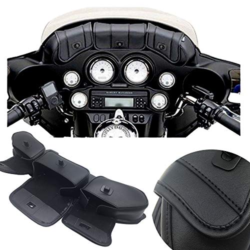 KYN - Bolsa para Parabrisas de Motocicleta, 3 Bolsillos, Tres Bolsillos, para Harley Touring, Electra, Street Tri Glide 1996-2013 para Harley-Davidson Touring Black