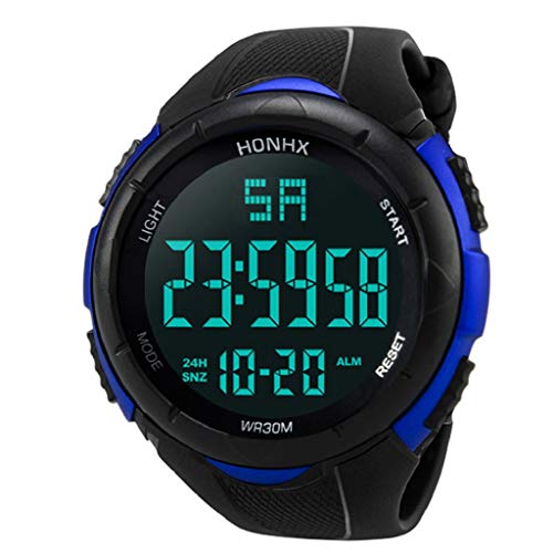 Luckycat Reloj Digital para Hombre para Actividades al Aire Libre Deportivo Militar Sumergible cronógrafo Cuenta atrás Luces LED con Alarma de Goma Negra Reloj de Pulsera Sport Silicona Cuarzo Reloj