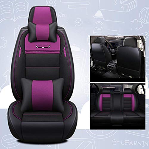 LUOLONG Cubierta De Asiento De Coche, Cuero Y Lino Asiento Auto Fundas para Jaguar Todos Los Modelos Cubiertas del Asiento De Piel Xf Xe Xj F-Pace F-Tipo Marca Firma PU Suave, Púrpura