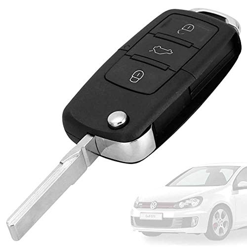 OcioDual Llave Carcasa Espadin Plegable Coche Funda de Plástico Rígido ABS 3 Botones para Volkswagen Polo Golf Passat Bora Negra