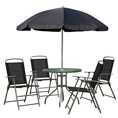 Outsunny Conjunto de Muebles para Jardín con 4 Sillas 1 Mesa y 1 Parasol Textilene Aluminio y Poliéster