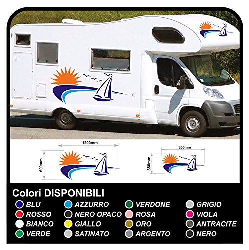 Pegatinas Camper pegatinas para camper-caravana vinilo pegatinas calcomanías con adhesivos para autocaravanas gráficos 28 (COLORES COMO EN FOTOS)