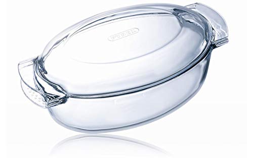 Pyrex 460A000/5043 - Cacerola ovalada de cristal con tapa, 5.8 L