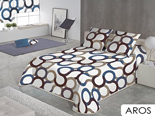 SABANALIA - Colcha Aros (Disponible en Varios tamaños y Colores), Cama 90-180 x 280, Azul