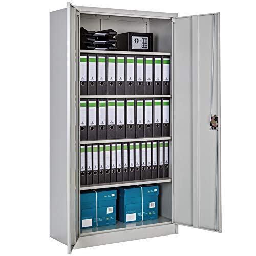 TecTake Armario archivador de Oficina metálico con 2 Puertas bloqueable e estantes - Varias tamaños - (180x90x40 cm | no. 402483)