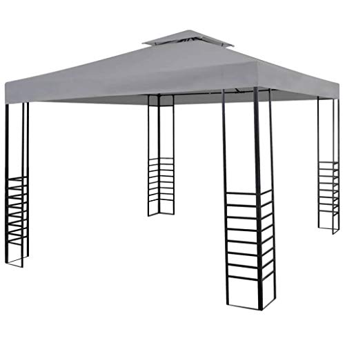 tidyard Carpa de Jardín de Doble Ventilación Cenador para Patio Tienda para Camping Fiesta Celebraciones Evento al Aire Libre Boda Fiest Barbacoa,Acero Recubierto Polvo,Gris Antracita 300x300x270cm