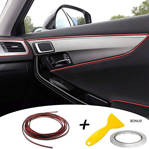 Tiras Líneas de Molduras Interior del Coche - AUTOMAN 16.4 Pies Decoración Moulding Trim Strip línea Para la Mayoría de los Automóviles (5m Rojo)