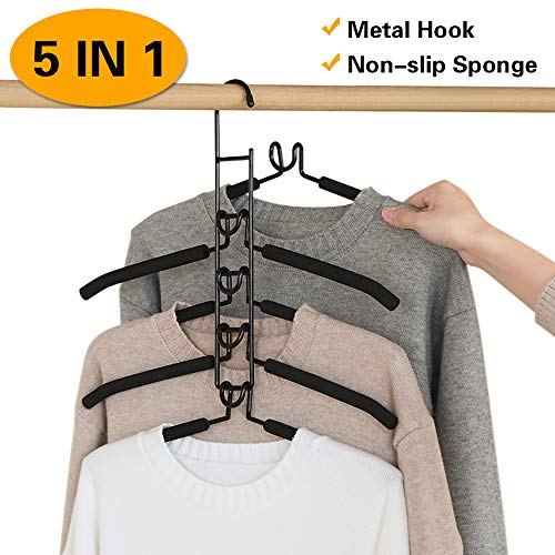 YifKoKo Perchas, MEYUEWAL Perchas de Metal Ahorro de Espacio 5 en 1 Multilayer Perchas EVA Esponja Antideslizante Multiusos para Adultos Pantalones Vaqueros Pantalones Abrigos