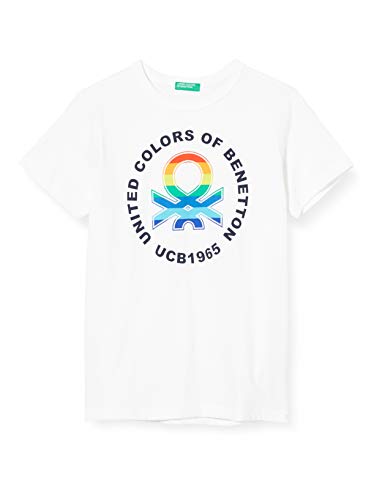 Benetton T-Shirt Camiseta de Tirantes, Blanco (Bianco 101), 134 (Talla del Fabricante: Large) para Niños