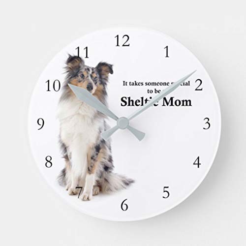 Blue Merle Sheltie Mom - Reloj de pared (madera, 30,5 cm), diseño moderno