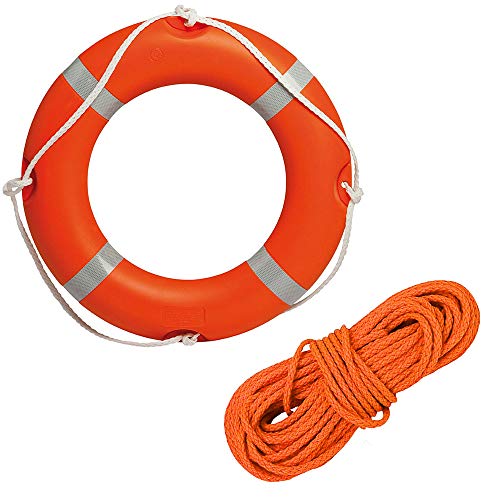 BTK - Kit salvavidas con forma de donut homologado con 30 m de cima flotante de 8 mm para barco, salvamento, playa, piscina, baño