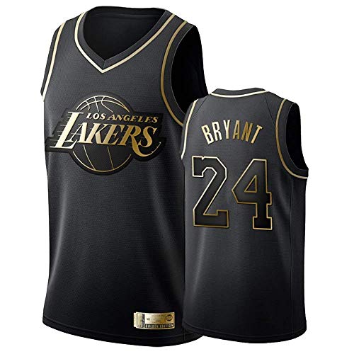 Camiseta de Baloncesto para Hombre, Los Angeles Lakers #24 Kobe Bryant. Bordado Swingman Transpirable y Resistente al Desgaste Camiseta para Fan (Black-2, M)