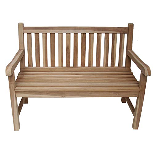 CHICREAT - Banco de dos asientos de madera de teca, banco de jardín de madera de teca, aproximadamente 120 cm de ancho
