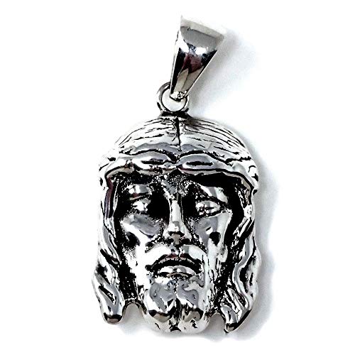 Colgante plata Ley 925m cabeza rostro de Cristo de la Buena Muerte brillo hueco