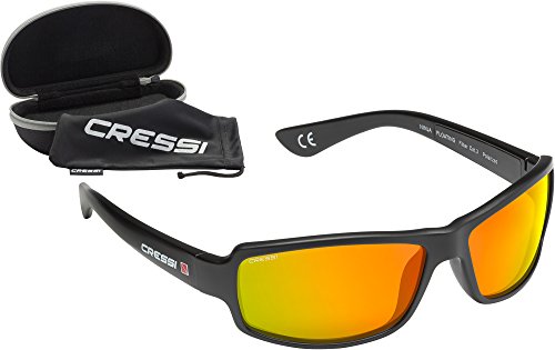 Cressi Ninja Floating - Gafas Flotantes Polarizadas para Deportes con una protección 100% UV Adultos Unisex, Negro/Lentes Naranja Espejadas