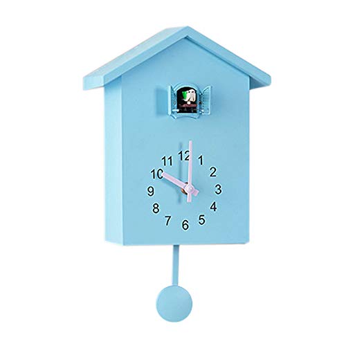 FSHB Minimalista Diseño Moderno Reloj de Cuco Azul Reloj de Pared - Movimiento Estilo Chalet, Azul