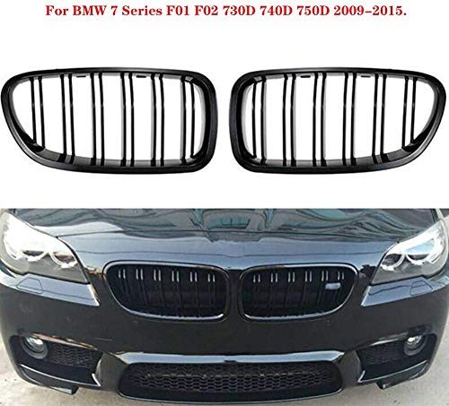 HYNB 1 par de Parrilla Parrilla Brillante riñón Negro Deporte para BMW F01 F02 7 Series 730D 740D 750D 2009-2015